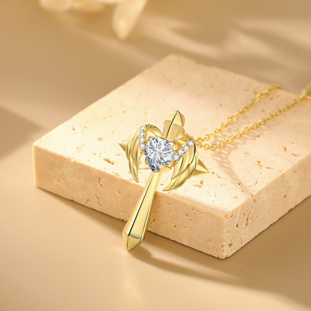 GOLD - ANGEL WINGS CROSS NECKLACE