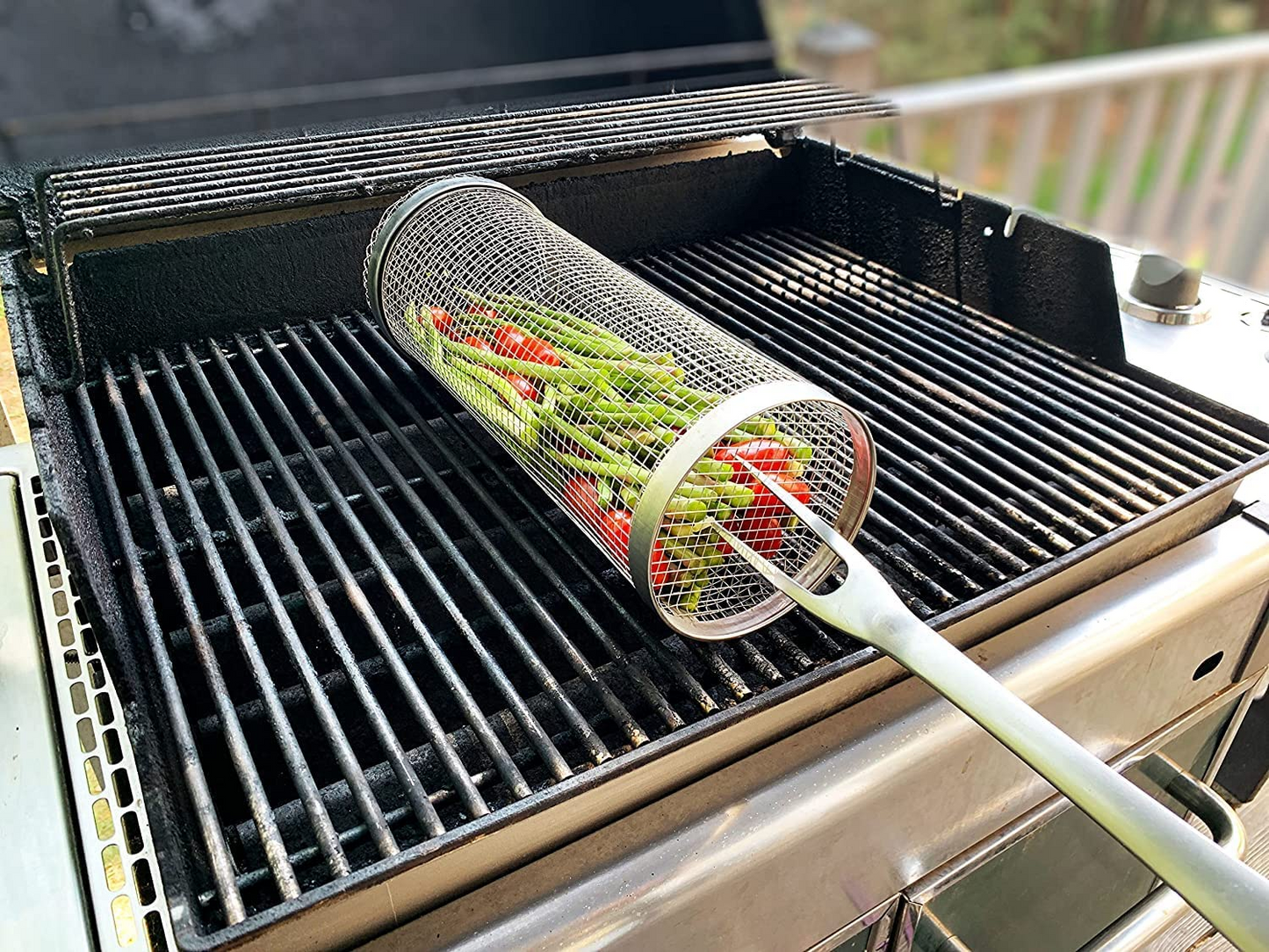 🔥Summer Hot Sale-BBQ outdoor grill net / Barbecue stainless steel wire mesh cylinder
